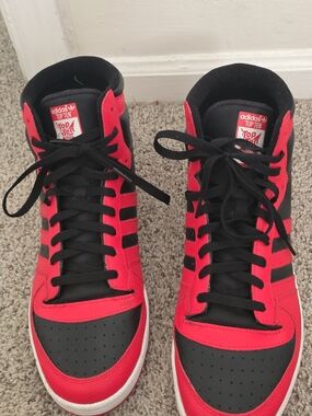 adidas Top Ten Hi-Top Sneakers in Red and Black 14